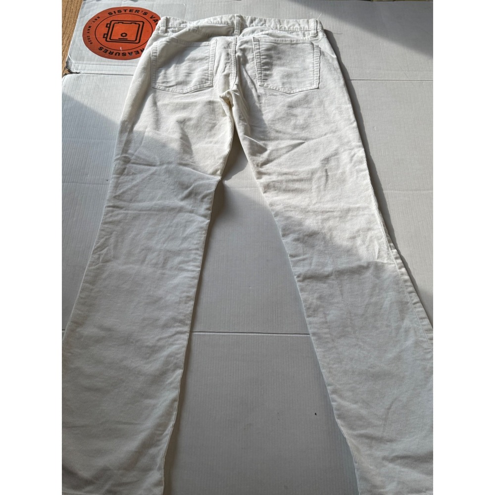 J.Crew Women White Corduroy Bootcut Pants Size 29 Tall Mid Rise Five Pocket